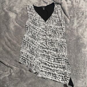 White House Black Market Asymmetrical Black and White Dress